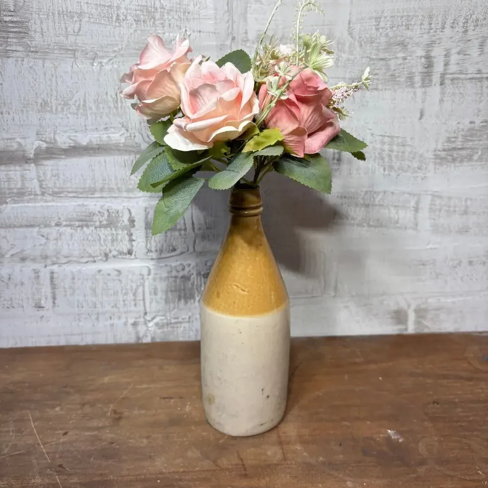 Antique Two-Tone Stoneware Bottle Vase
